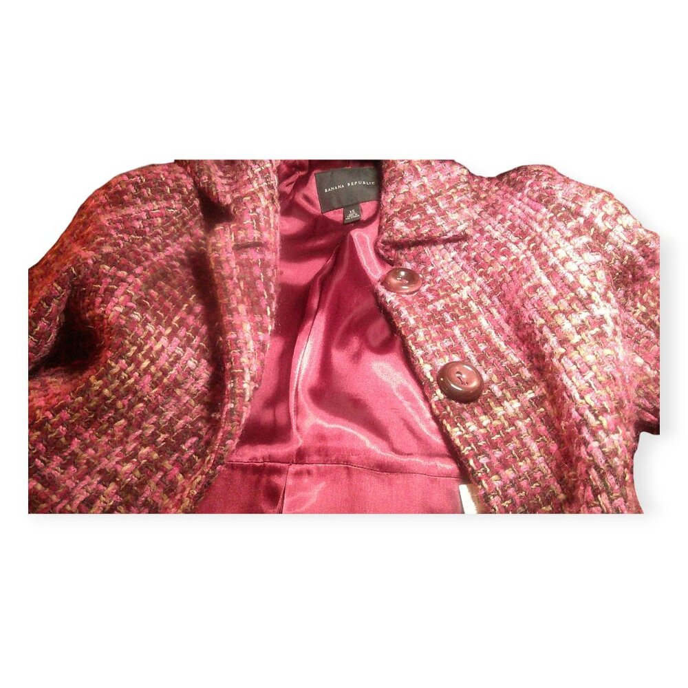 BANANA REPUBLIC Wool Tweed Single Breasted Coat XS - Picture 3 of 8